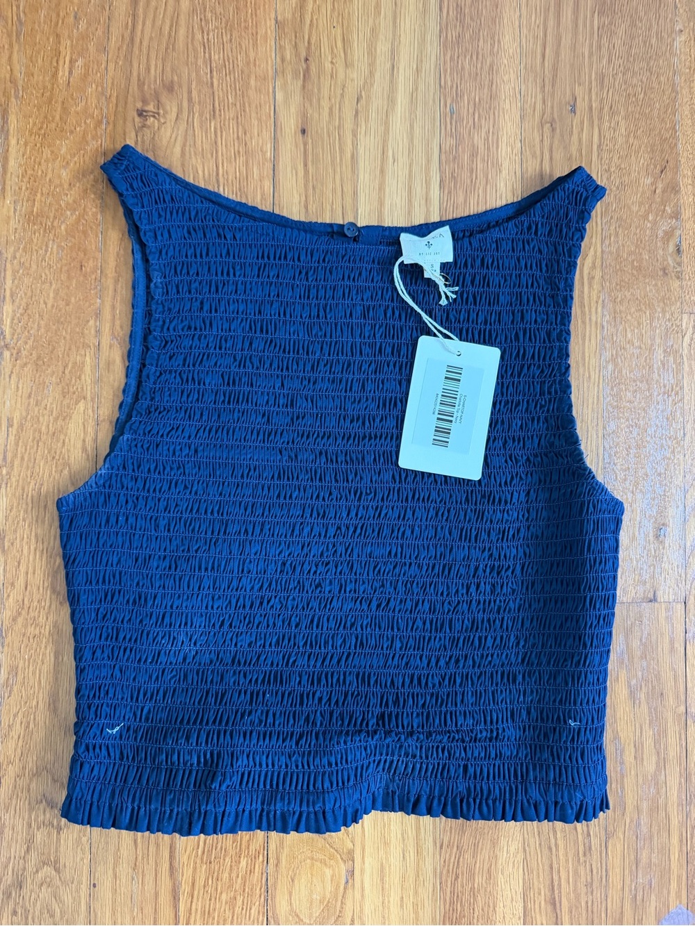 Marea NWT Sz small Smocked Navy Cropped Tank Top